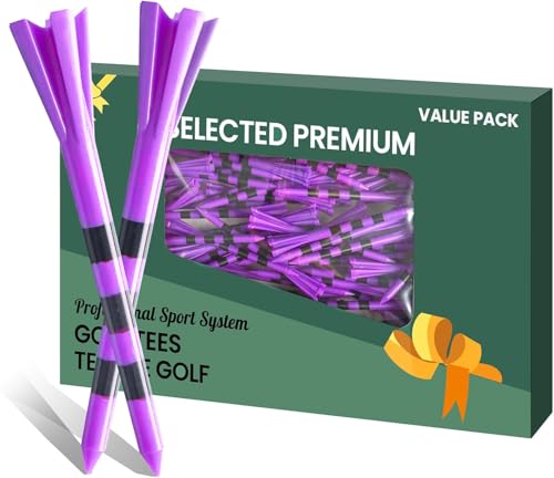 Golf Tees - Unbreakable 3 1/4 Inch Plastic Tees - Purple, 20 Pack