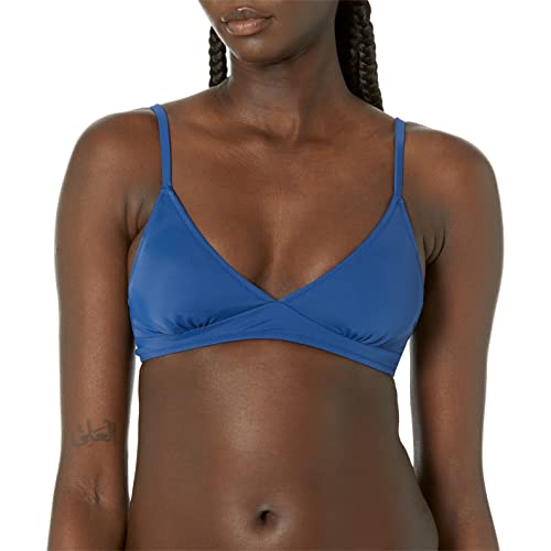 Light-Support Triangle Bikini Swimsuit Top - Adjustable Straps, Small Deep Blue