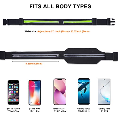 Running Belt Fanny Pack - Lightweight Moisture-Wicking Phone Holder - Black