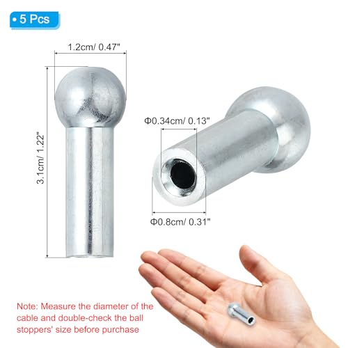 5mm Gym Cable Ball Stopper - Silver Replacement for Fitness Equipment