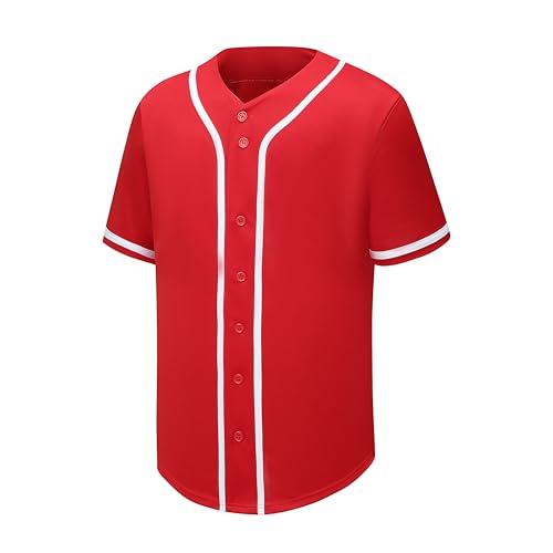 Unisex Baseball Jersey Button-Down Short Sleeve Sports Uniform Shirt