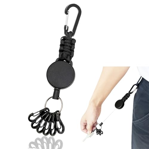 Mini Carabiner Clip with Key Holder - Heavy-Duty Spring Snap Hook