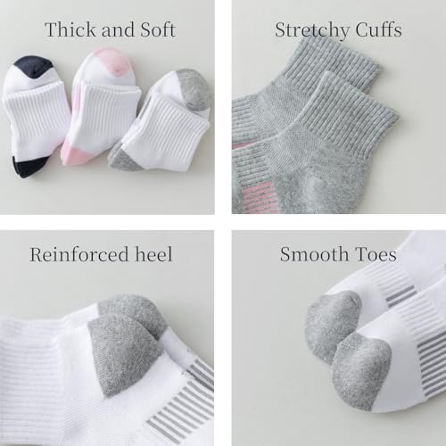 Kids Athletic Socks Half Cushioned Crew Ankle Cotton Sock