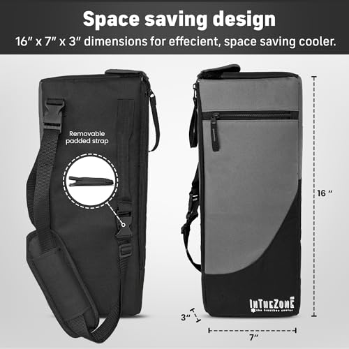 Insulated Slim Golf Bag Cooler - Gray & Black, Holds 6 Cans