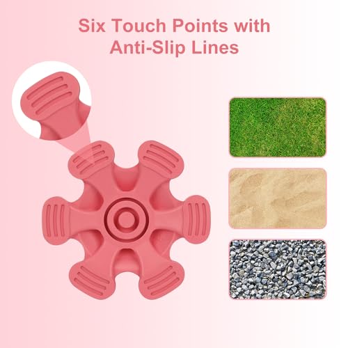 Self-Standing Cane Tip - 6 Prong Rubber Base for 3/4" Canes - Pink
