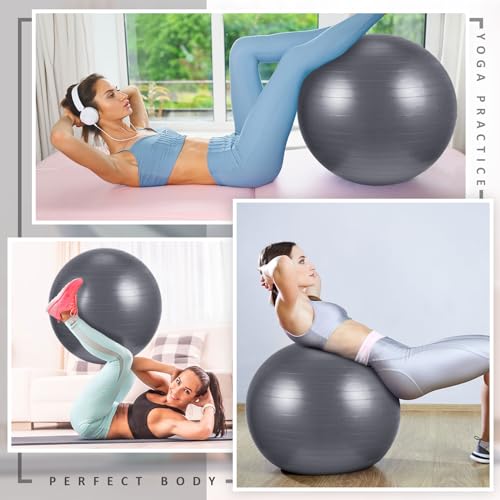 Yoga Starter Kit - 10 Piece Set with Mat, Blocks, Ball, Bands - Gray
