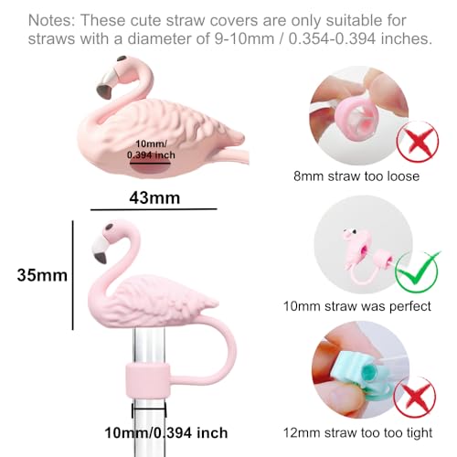 Flamingo Straw Cover for 10mm Tumbler Straws - Reusable PVC Topper