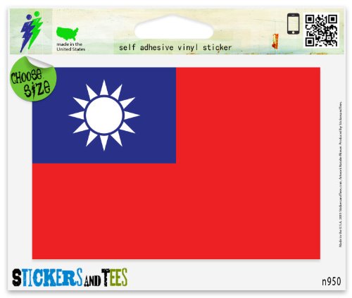 Taiwan National Flag Vinyl Decal - 5" x 4" Regular