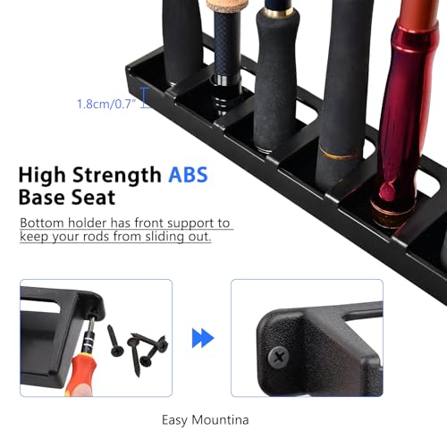 Vertical Fishing Rod Holder - Wall-Mounted for 6 Rods - 1 Set