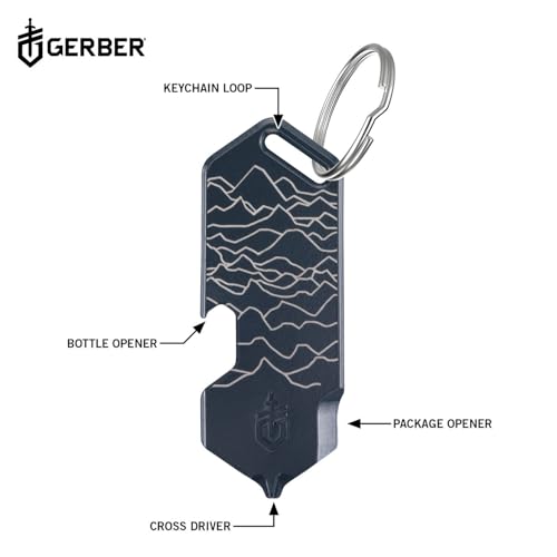 Gerber Urban Blue 3-in-1 Keychain Multi-Tool with Bottle Opener, Package & Cross Driver