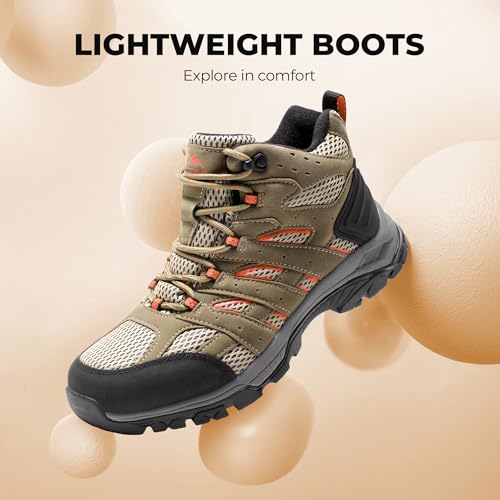 NORTIV 8 Women's Lightweight Ankle Hiking Boots Brown/Orange, 9 Wide