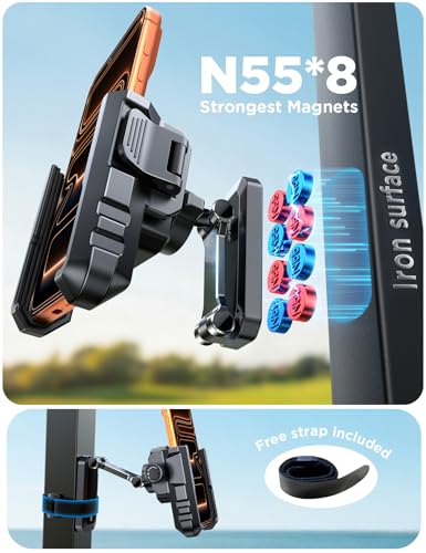 Golf Cart Phone Holder - Magnetic & Rotating - Black