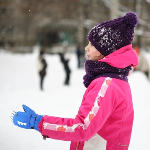 Kids Waterproof Ski Mittens - Blue Shark Design, 4-8 Years