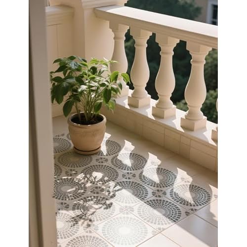 12"x12" Large Floor Stencil for Painting Floors, Reusable Tile Stencil Concrete Stencils for Patio, Wall Stencils for Walls (Style W9)