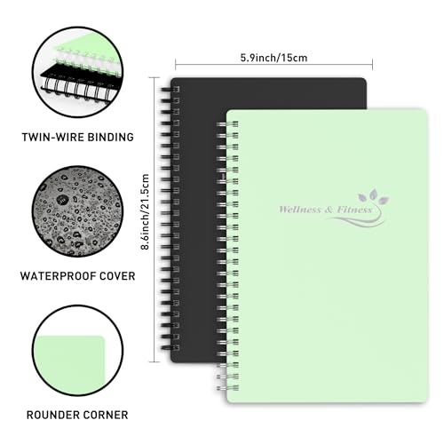 Wellness Planner & Fitness Log - A5 Daily Health Journal, Green