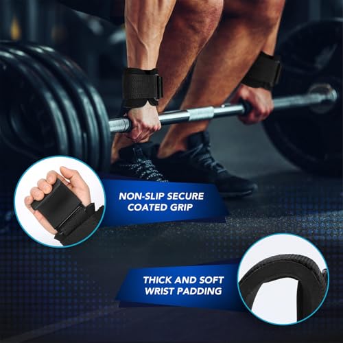 Heavy Duty Weight Lifting Hooks - Adjustable Wrist Supports for Deadlifts & Pull-Ups