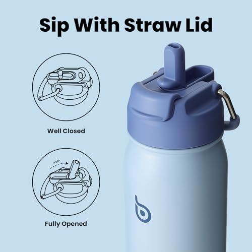 16 oz Stainless Steel Sports Water Bottle with Pill Holder, Vacuum Insulated