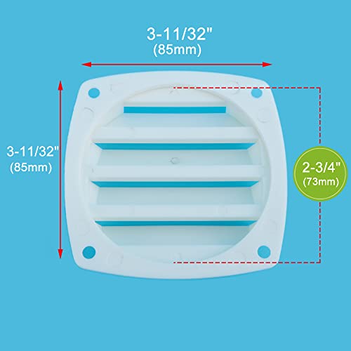 Flush Louvered Plastic Thru Vent for Boats - 2 Pcs, White