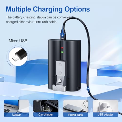 2 Packs for Ring Battery 6040mAh Replacement Video Doorbell Battery and 3-Channel Charger Station Compatible with Video Doorbell 2/3/4/3 Plus,Stick Up Cam,Spotlight Cam,Peephole Cam