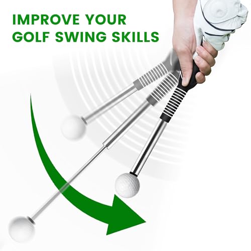 Black Seticek Retractable Golf Swing Trainer with Arm Band for Right-Handed Golfers