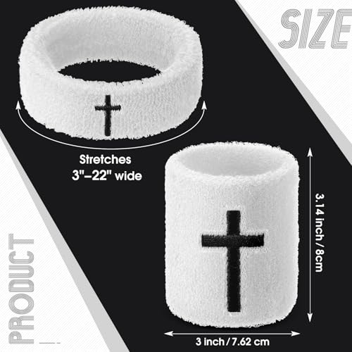 Cross Bicep Bands & Sweat Wristbands Set - White