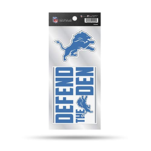 Detroit Lions Double Up Die Cut Sticker Set - Team Logo & Slogan Decals