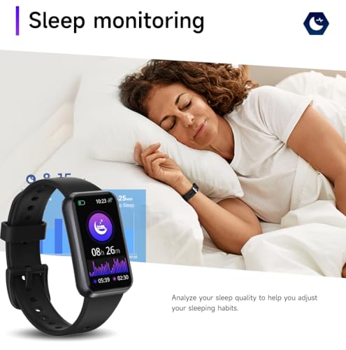 USMECBL Black Fitness Tracker with Heart Rate, SpO2, Sleep Monitor & 1.47” OLED