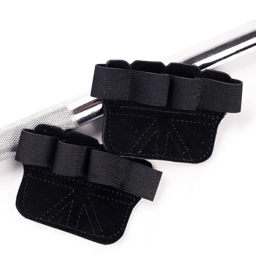 Leather Weight Lifting Gloves - Palm Protection for Men & Women - Black