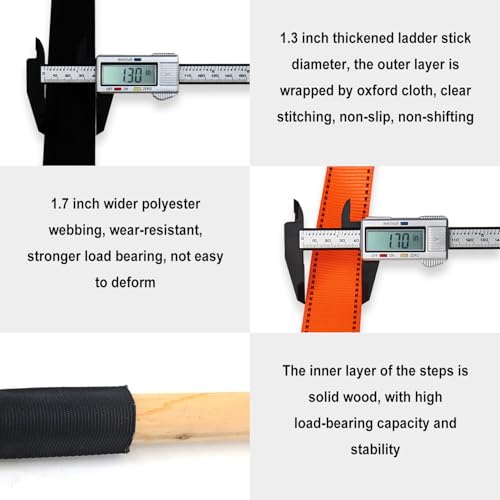 Fire Escape Ladder, 16.5 Feet Portable Safety Rope Ladder with 2 Hooks for 2-3 Story Homes, Multi-use for Kids and Adults