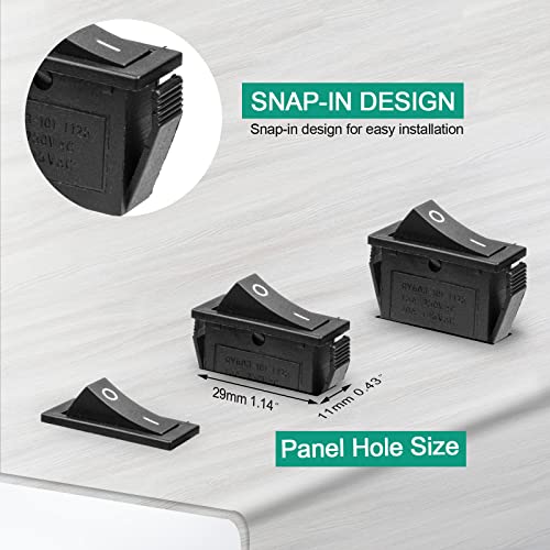KCD3 Rectangle Snap-in ON-Off 2 Pin Rocker Boat Switch - 8 Pcs