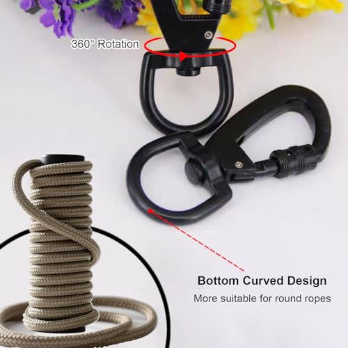 Heavy-Duty Dog Leash Clips - 2 Pack Locking Swivel Ring - Black