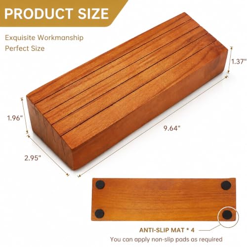 Iswabard Orange Set of 6 Wooden Card Holders for Playing Cards - 4-Row Stand with Non-Slip Pads