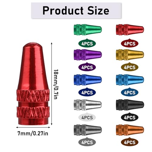 40Pcs Aluminum Presta Valve Stem Caps - 10 Color Options