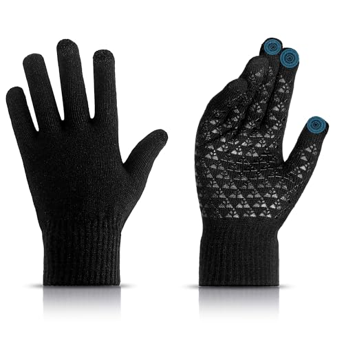 Touchscreen Winter Gloves for Driving and Hiking - Medium Black
