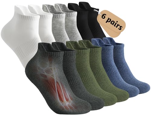 Ankle Athletic Socks 6-Pack - Moisture Wicking, Multi-Color