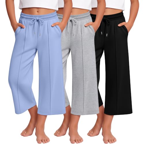 3 Pack Girls Wide Leg Capri Pants - Comfortable & Stylish