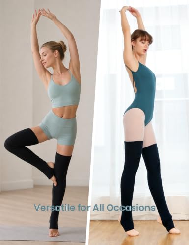 Women Juniors Over Knee Leg Warmers Black 29.5" Thigh High Socks One Size
