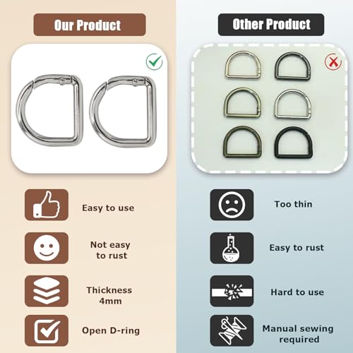 Metal Spring D Ring Carabiner Clip - 0.87 Inch, Black
