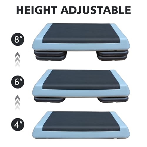 Adjustable Aerobic Step Platform - 30" x 14" with 4 Risers - Gray