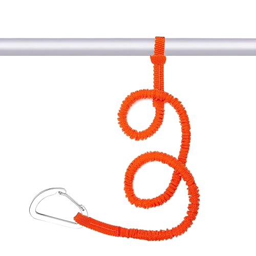 Kayak Paddle Leash - 3-7 ft Stretchable Strap Lanyard - Orange, 1 Pack