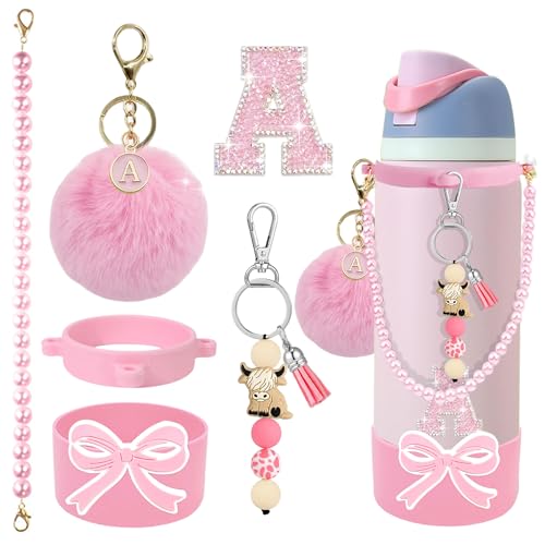 Highland Cow Keychain Set for Owala Bottles - Pink
