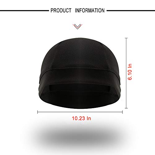 Cooling Skull Cap Helmet Liner - Sweat Wicking, Breathable - Medium Black
