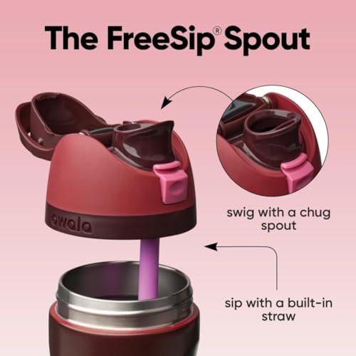 Owala FreeSip Stainless Steel Water Bottle 24 oz Black Cherry - Insulated & Leakproof