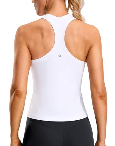 Women's Workout Tank Top Racerback Gym Shirt Small White - SANTINY