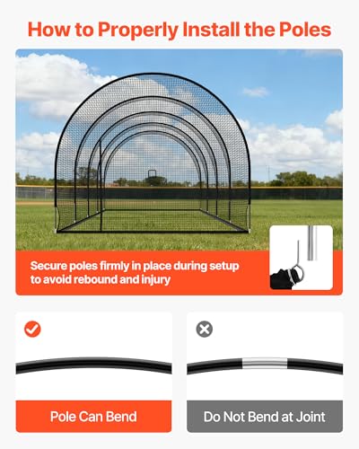 40 FT Portable Baseball Batting Cage - Fiberglass Net & Frame
