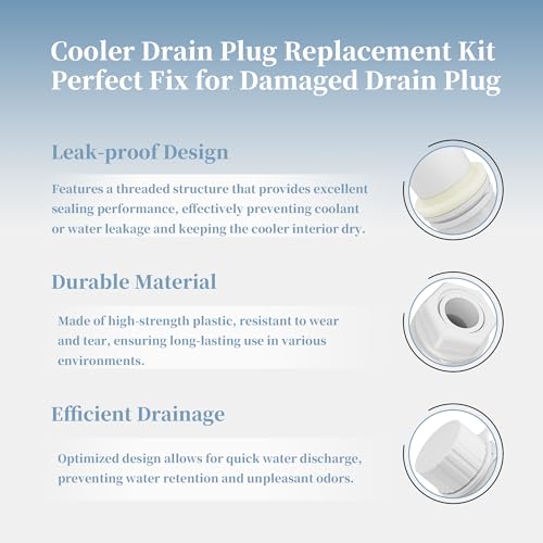 Threaded Drain Plug with Plastic Tethered Cap for Cooler,Compatible