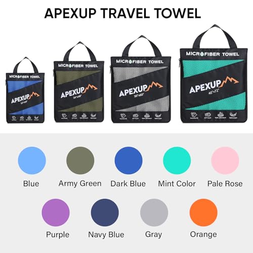 Microfiber Travel Towel - Ultra Absorbent Quick Dry - 24"×12" Army Green