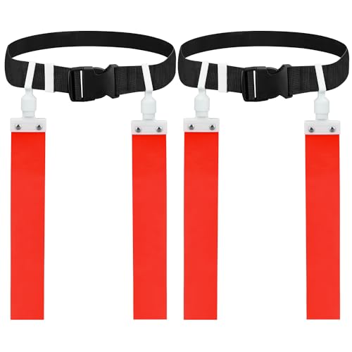 Adjustable Flag Football Belt Set - 2 Pcs Red with Flags