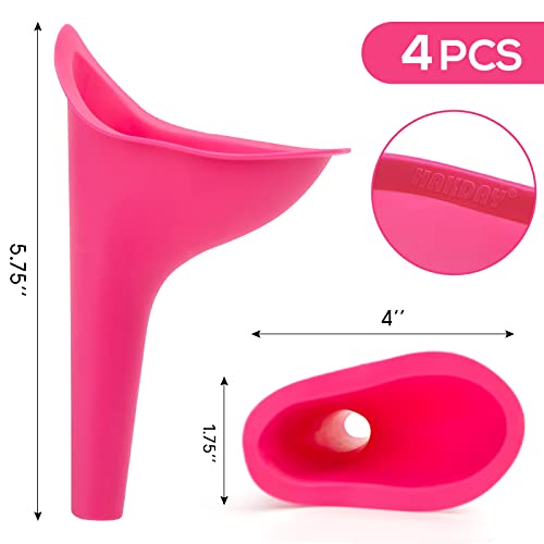 Portable Female Urinal Device Set - 4PCS Pink Funnels