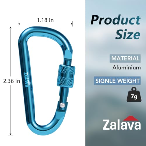 Aluminum D-Clip Carabiner Keychain - 2 Inch, 6 Colors